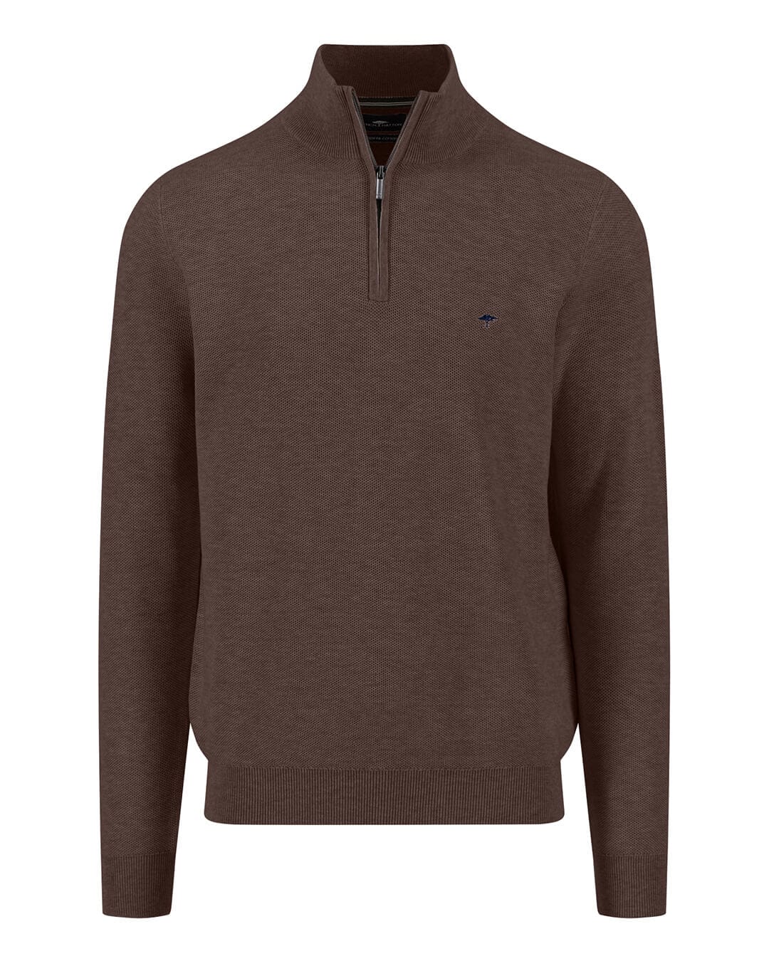 Fynch-Hatton Jumpers Fynch-Hatton Brown Troyer-Zip Structure Half-Zip Sweater