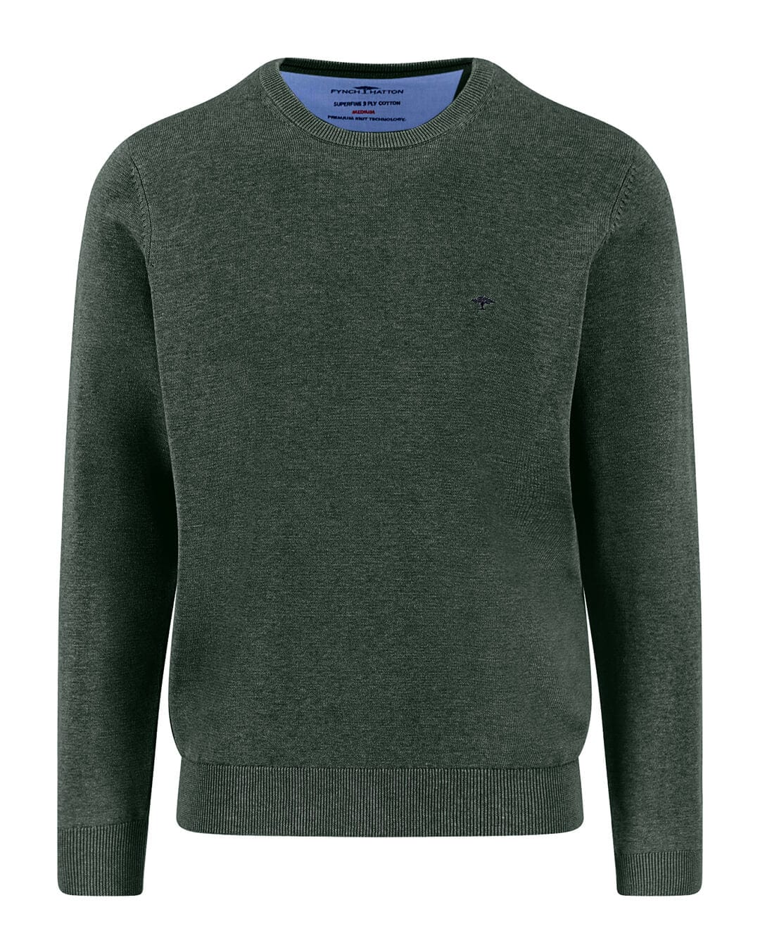 Fynch-Hatton Jumpers Fynch-Hatton Green O-Neck Superfine Sweater