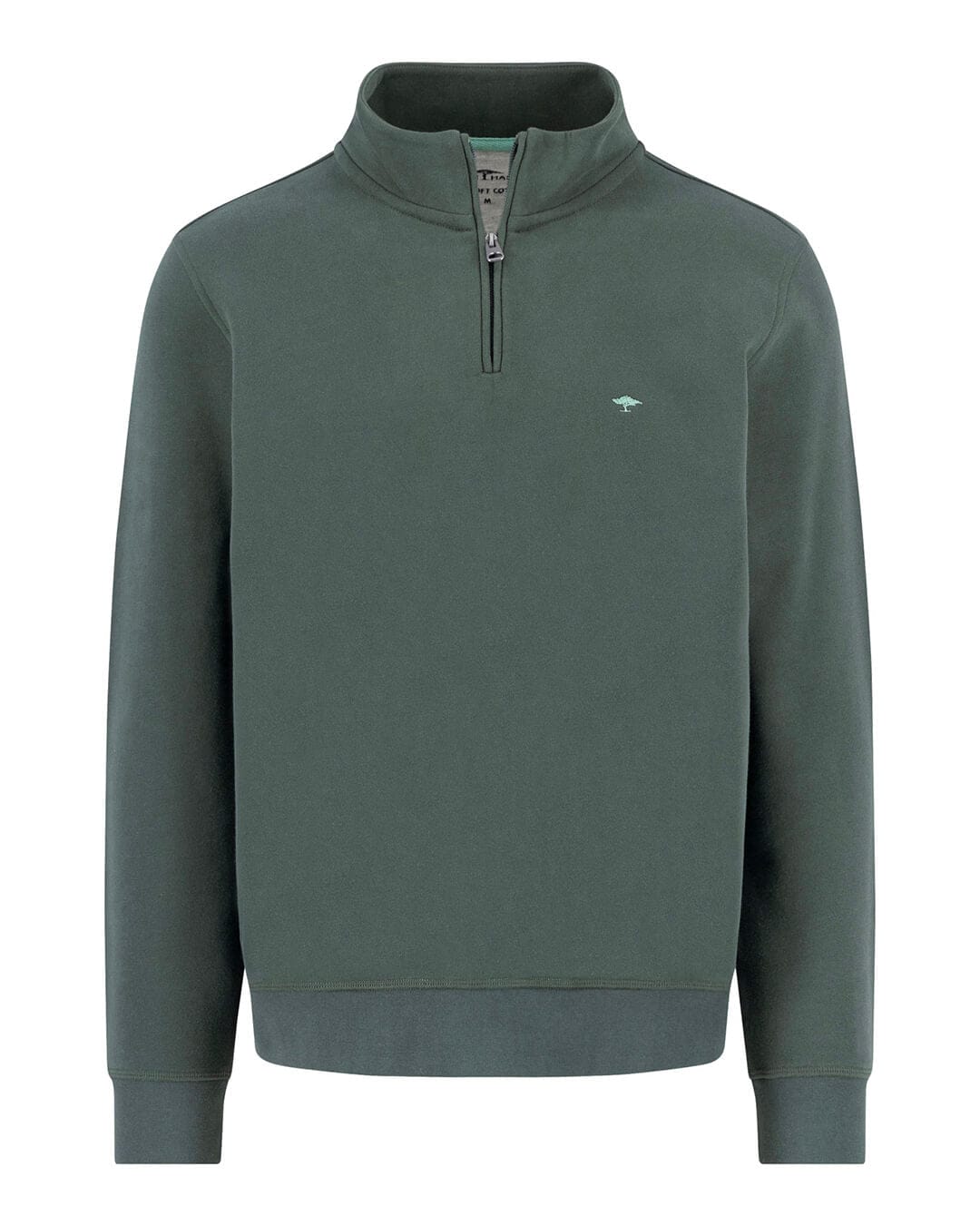 Fynch-Hatton Jumpers Fynch-Hatton Green Sweat Troyer-Zip Half-Zip Sweater