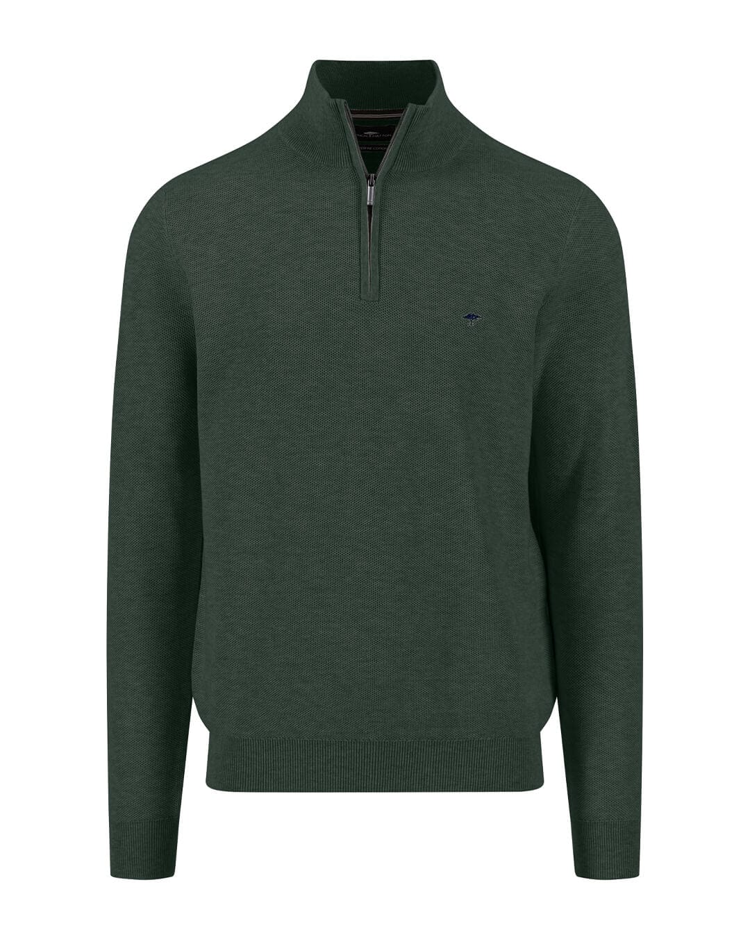 Fynch-Hatton Jumpers Fynch-Hatton Green Troyer-Zip Structure Half-Zip Sweater