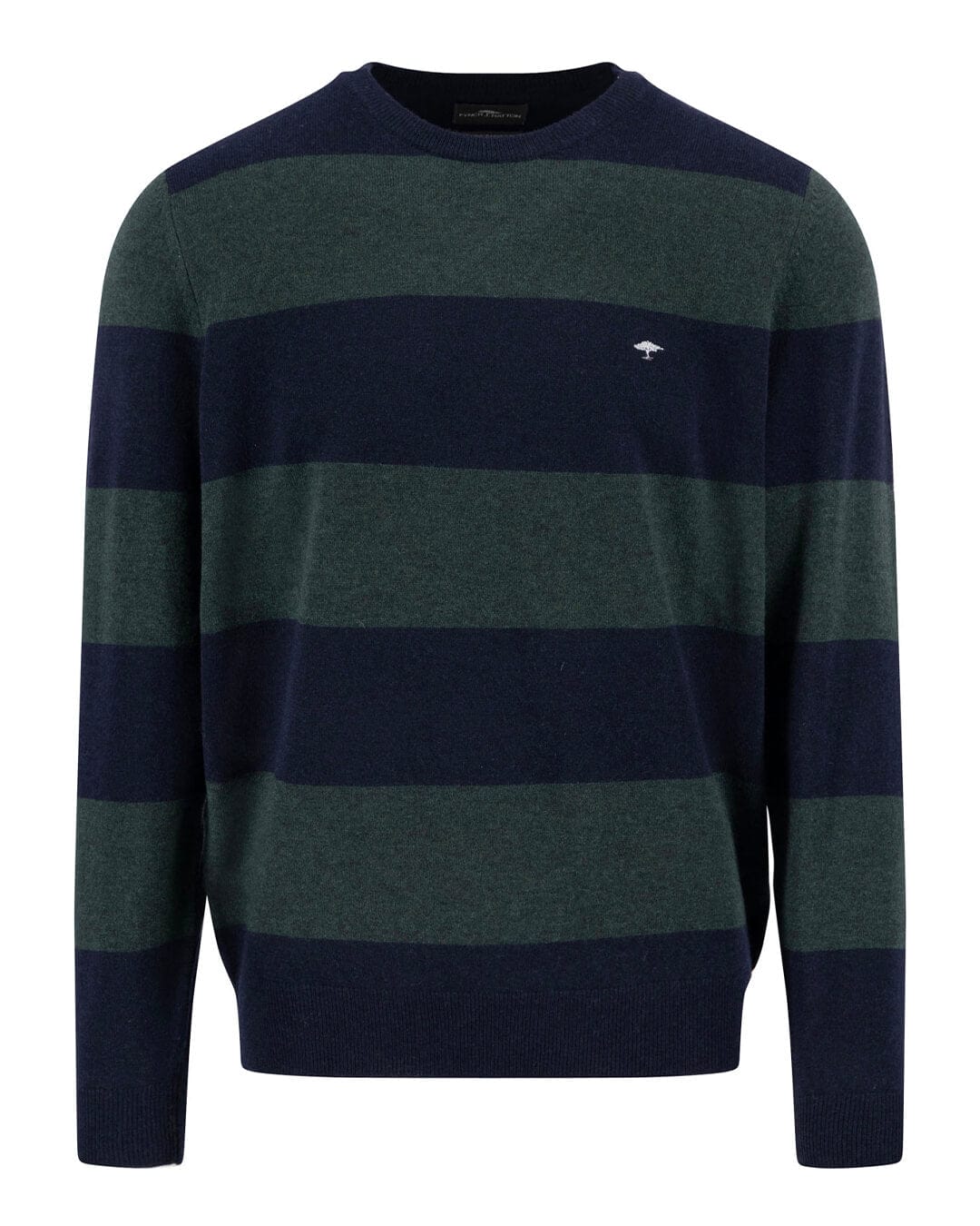 Fynch-Hatton Jumpers Fynch-Hatton Navy O-Neck Stripe Merino Cashmere Sweater