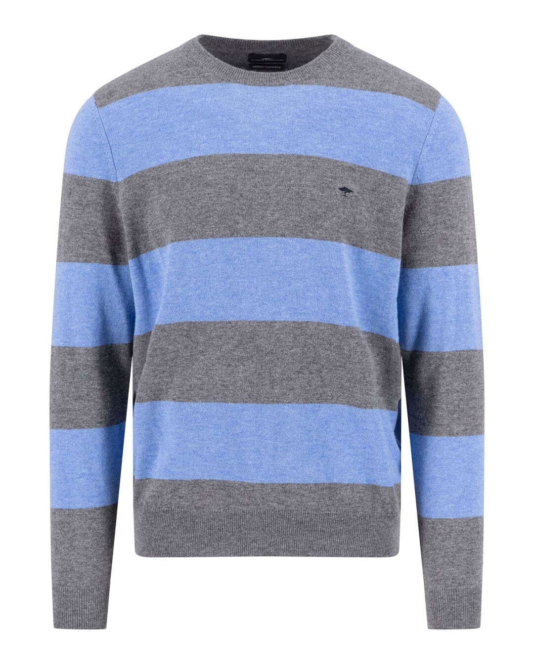 Fynch-Hatton Jumpers Fynch-Hatton Sky O-Neck Stripe Merino Cashmere Sweater