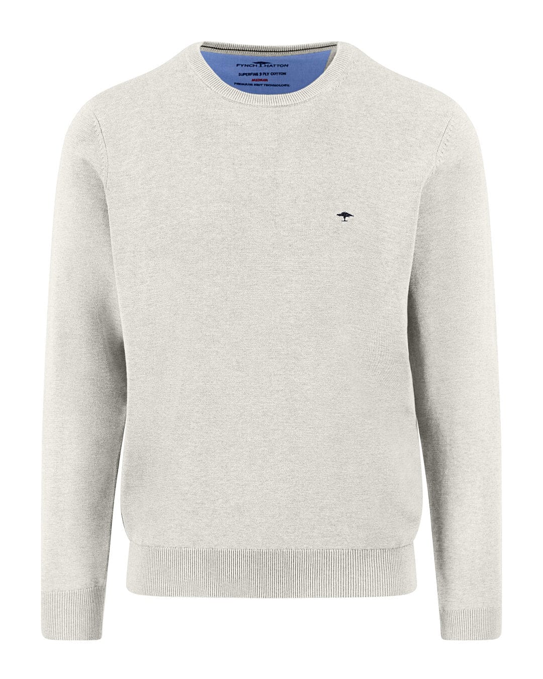 Fynch-Hatton Jumpers Fynch-Hatton White O-Neck Superfine Sweater