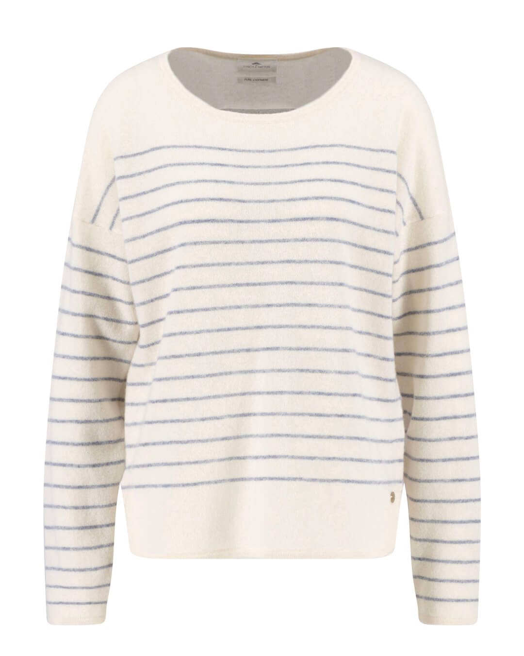 Fynch-Hatton Jumpers PULLOVER CREWNECK STRIPE CASHMERE WHITE F122