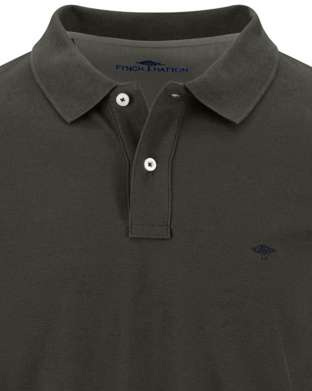 Fynch-Hatton Polo Shirts Fynch-Hatton Dark Green Premium Cotton Long Sleeve Polo Shirt