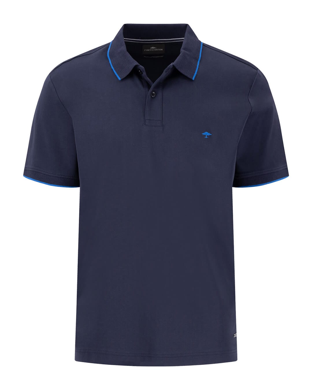 Fynch-Hatton Polo Shirts Fynch-Hatton Interlock Tipping Navy Polo Shirt