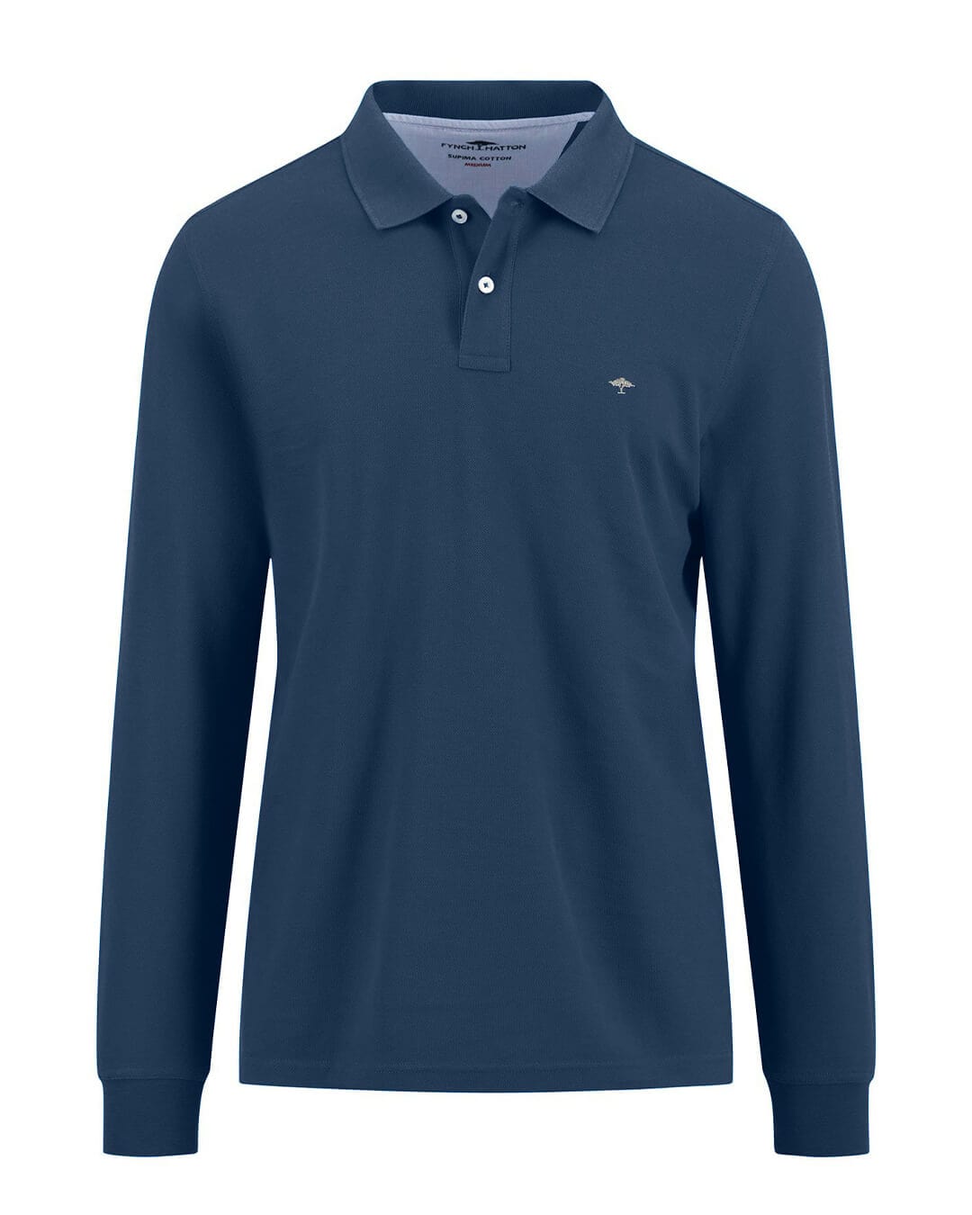 Fynch-Hatton Polo Shirts Fynch-Hatton Navy Polo Ls Premium Cotton Polo Shirt