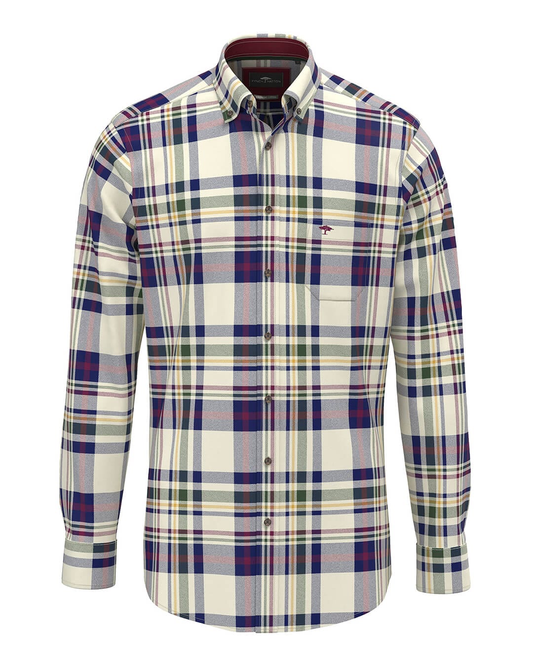 Fynch-Hatton Shirts COLORFUL CHECK BD LS BURGUNDY F368