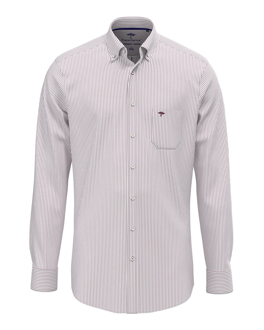 Fynch-Hatton Shirts ESSENTIAL OXFORD STRIPE BD LS BURGUNDY F368