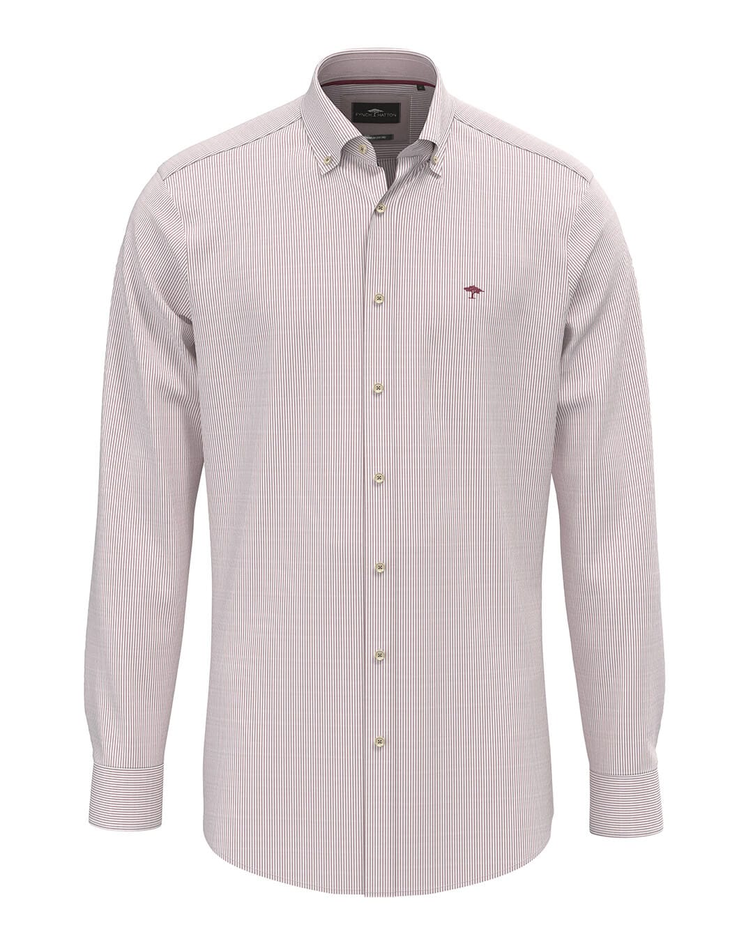 Fynch-Hatton Shirts FINE OXFORD STRIPE BD LS RASPBERRY F415