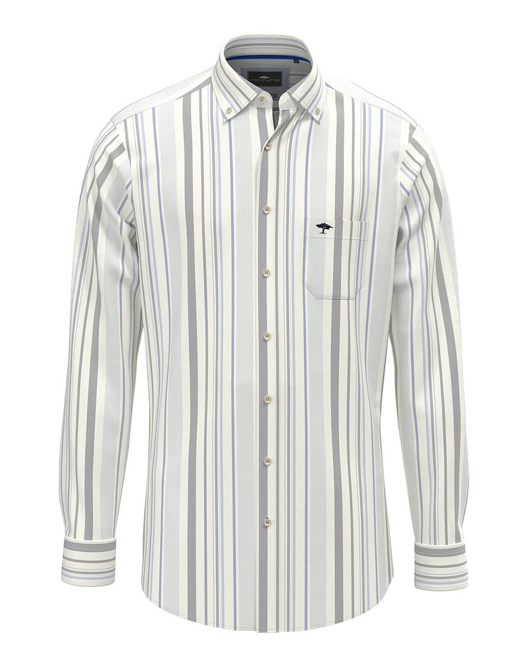 Fynch-Hatton Shirts Fynch-Hatton Colourful Oxford Stripes Sky Blue Shirt