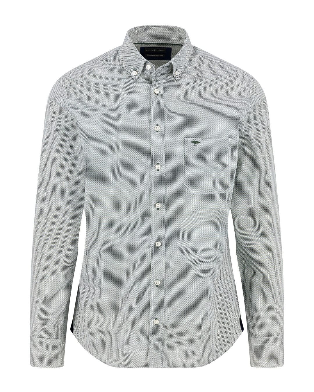 Fynch-Hatton Shirts Fynch-Hatton Green Minimal Print Bd Ls Shirt