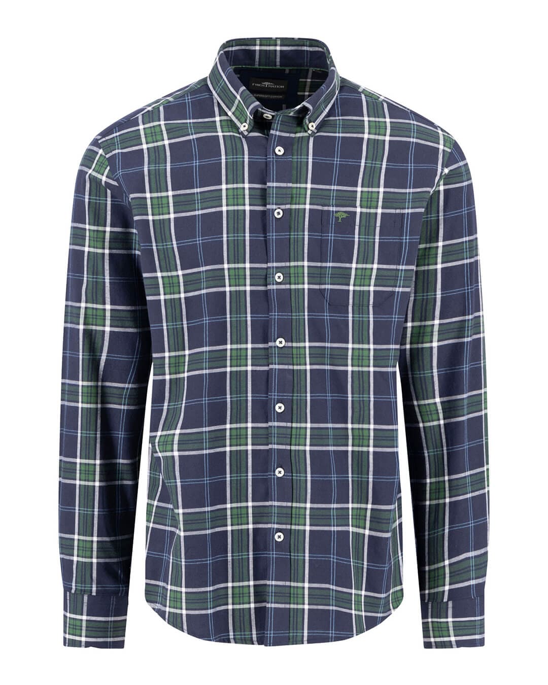 Fynch-Hatton Shirts Fynch-Hatton Navy Twill Check Bd Ls Shirt