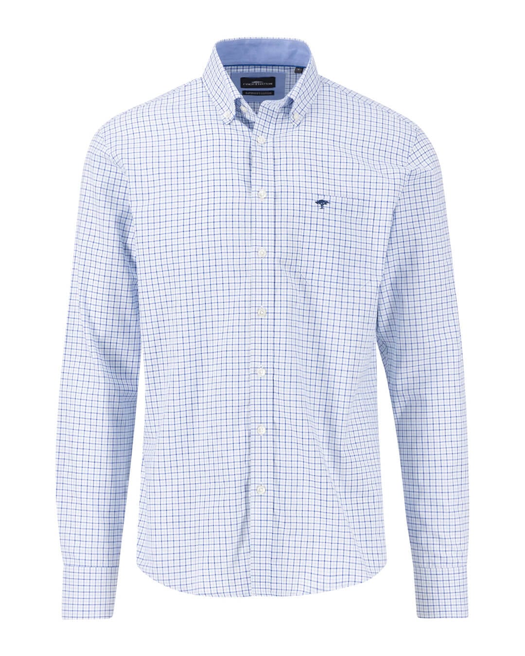 Fynch-Hatton Shirts Fynch-Hatton Oxford Checked Long Sleeves Sky Blue Shirt
