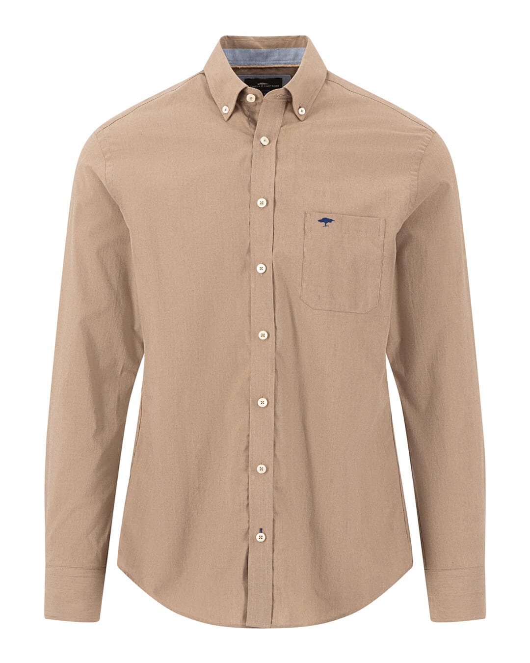 Fynch-Hatton Shirts Fynch-Hatton Taupe Fine Stripe Poplin Button-Down Long Sleeve Shirt
