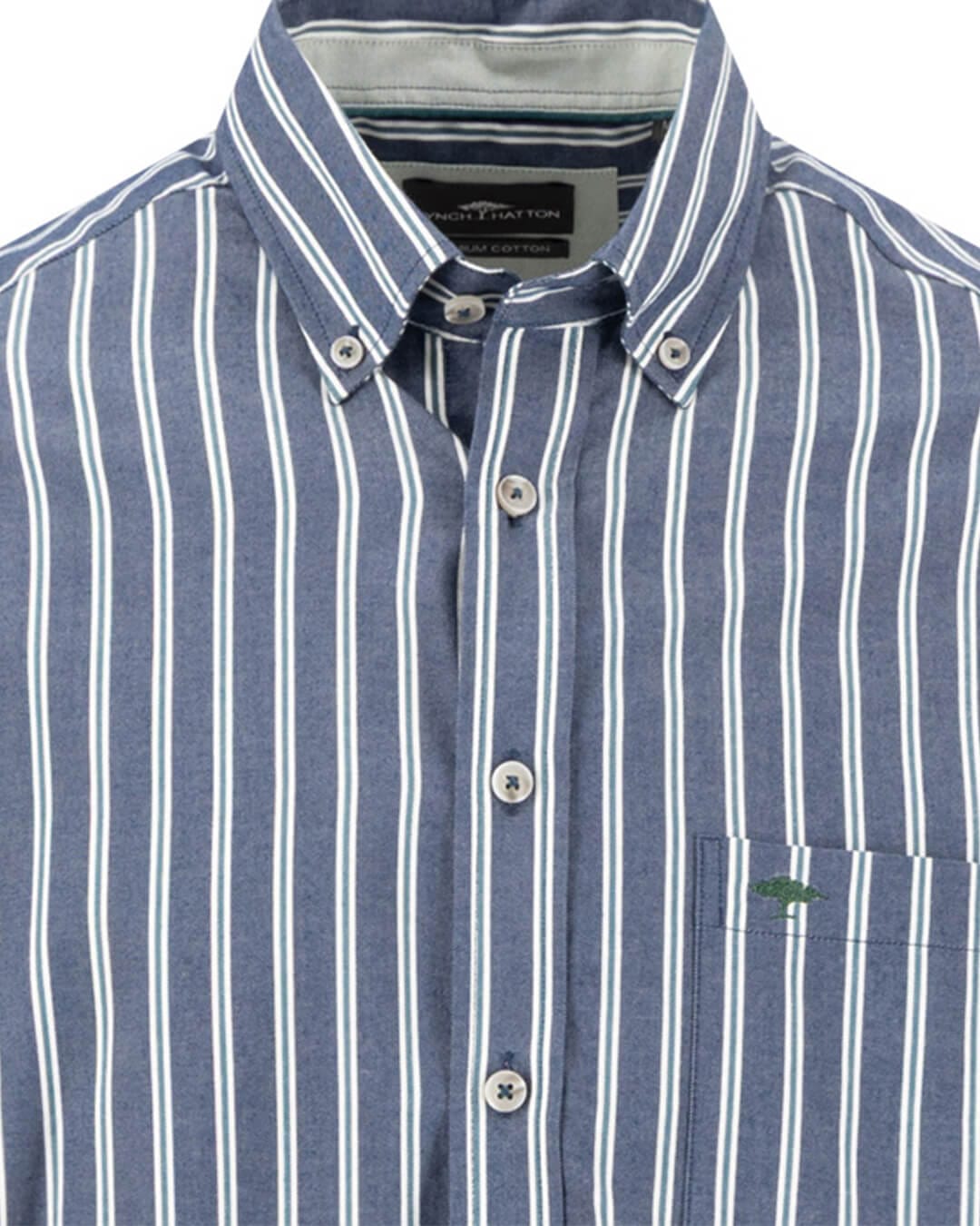 Fynch-Hatton Shirts Fynch-Hatton Teal Fynch-Hatton Striped Twill Bd Ls Teal F673