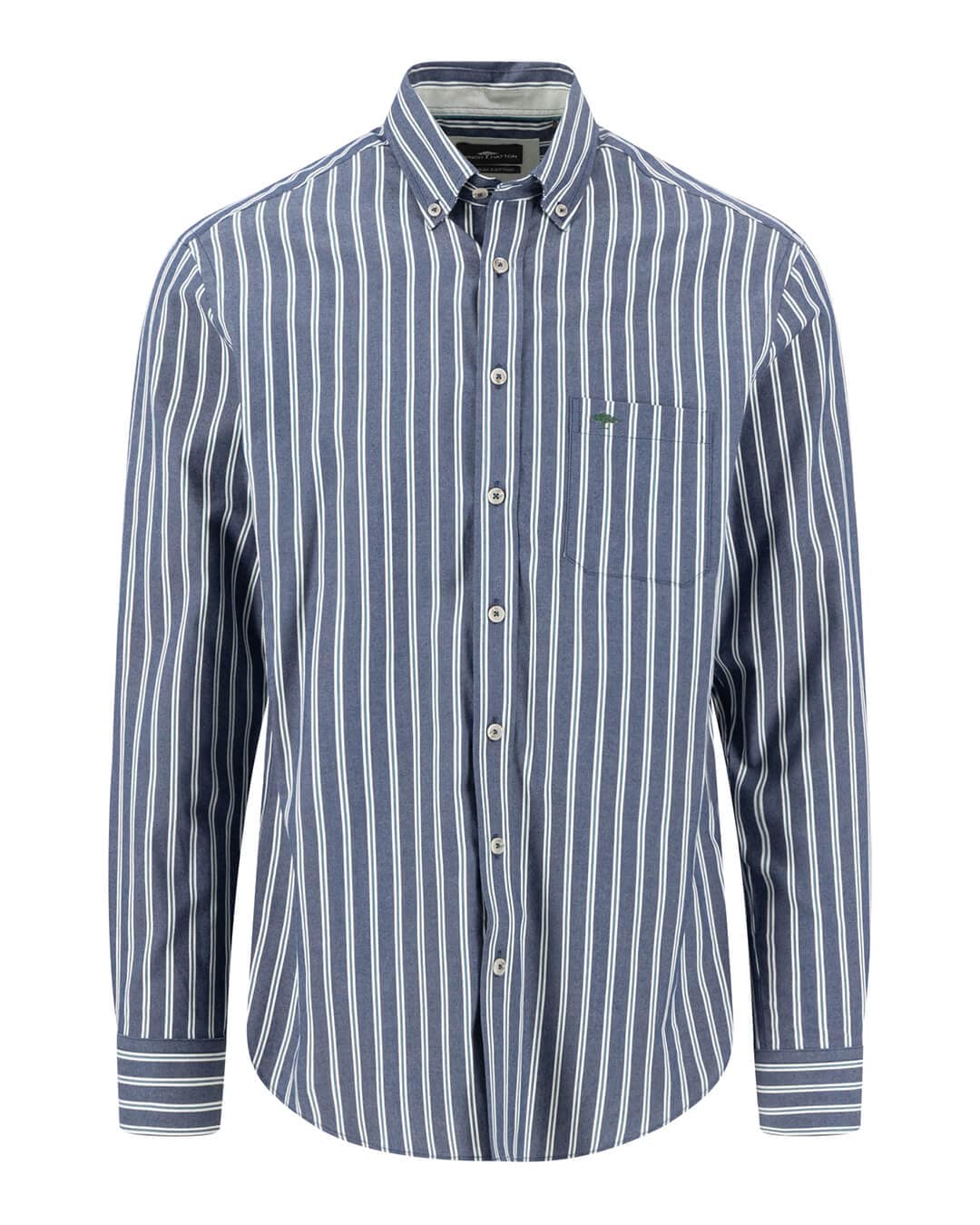 Fynch-Hatton Shirts Fynch-Hatton Teal Fynch-Hatton Striped Twill Bd Ls Teal F673