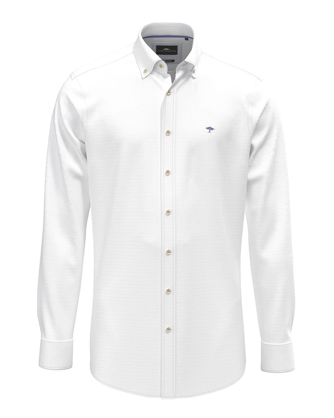 Fynch-Hatton Shirts WASHED OXFORD SOLID KENT LS WHITE F802