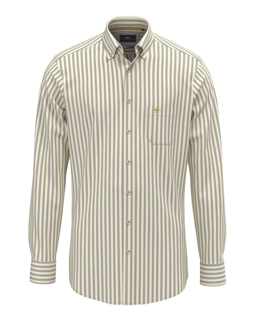 Fynch-Hatton Shirts WASHED OXFORD STRIPE BD LS MUSTARD F117