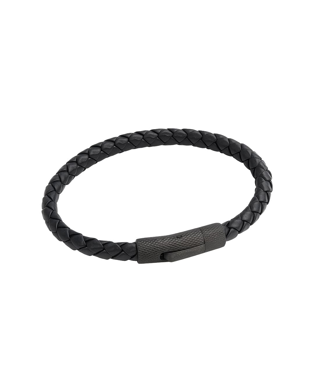 Gagliardi Bracelets Gagliardi Black Bracelet Leather Single Strand Textured Clasp