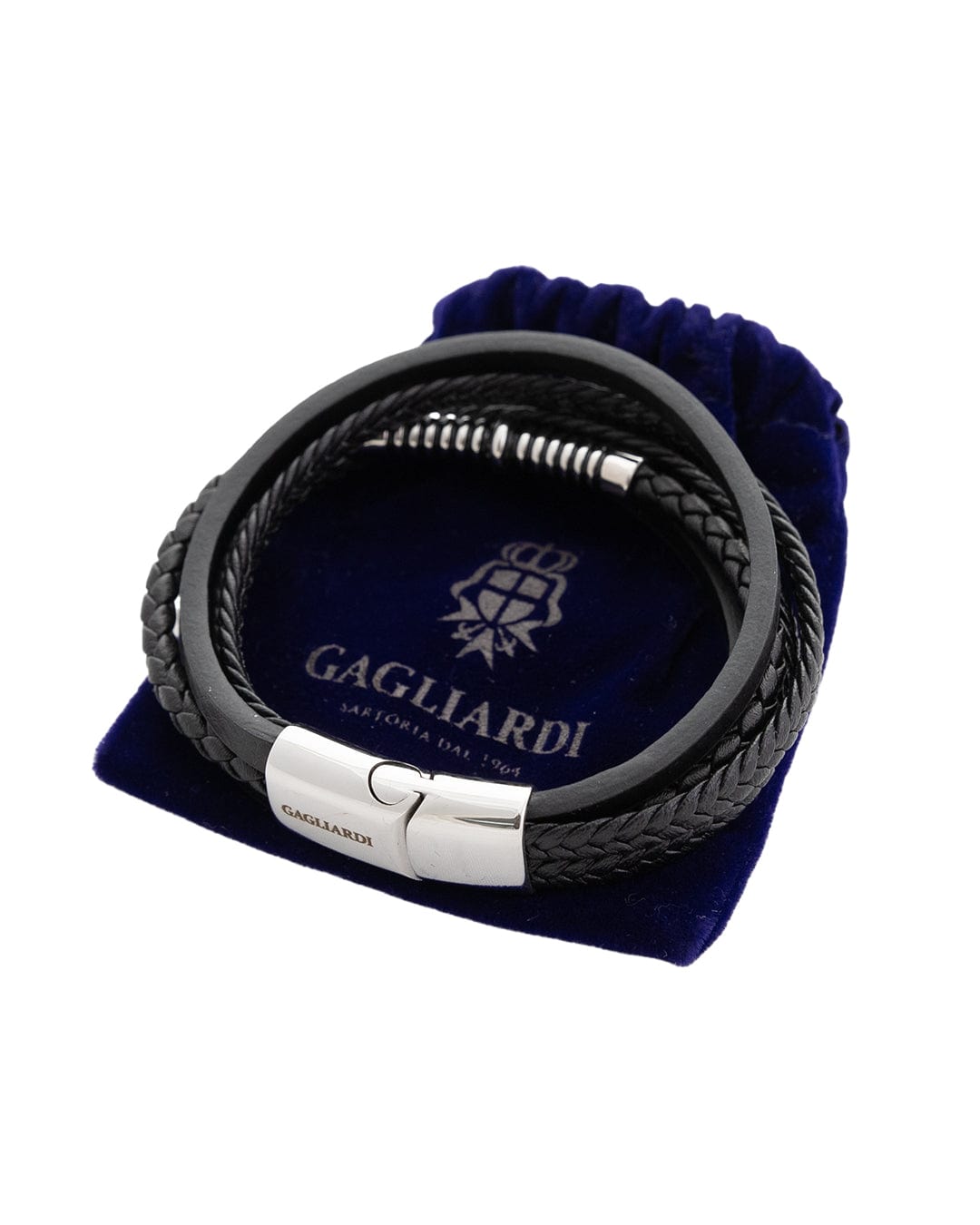 Gagliardi Bracelets Gagliardi Black Four Strand Leather Bracelet