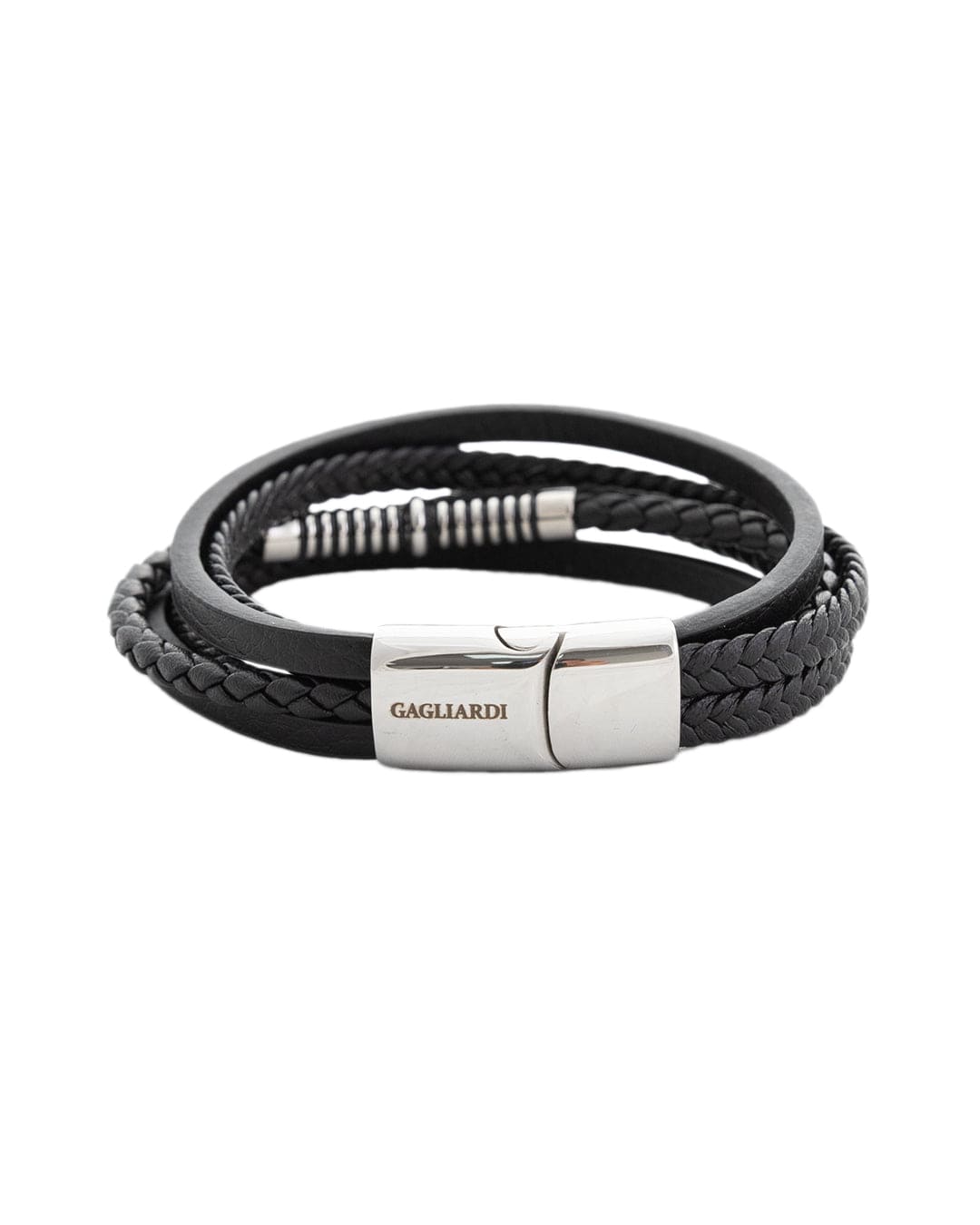 Gagliardi Bracelets Gagliardi Black Four Strand Leather Bracelet