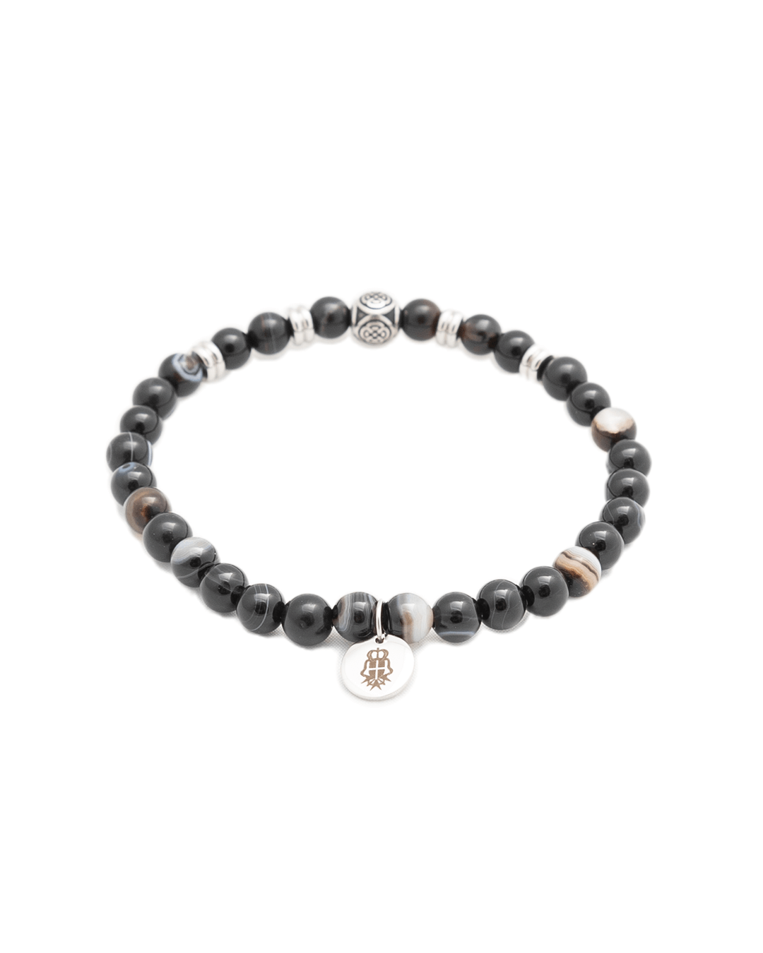 Gagliardi Bracelets Gagliardi Black Stainless Steel & Gemstone Bead Bracelet