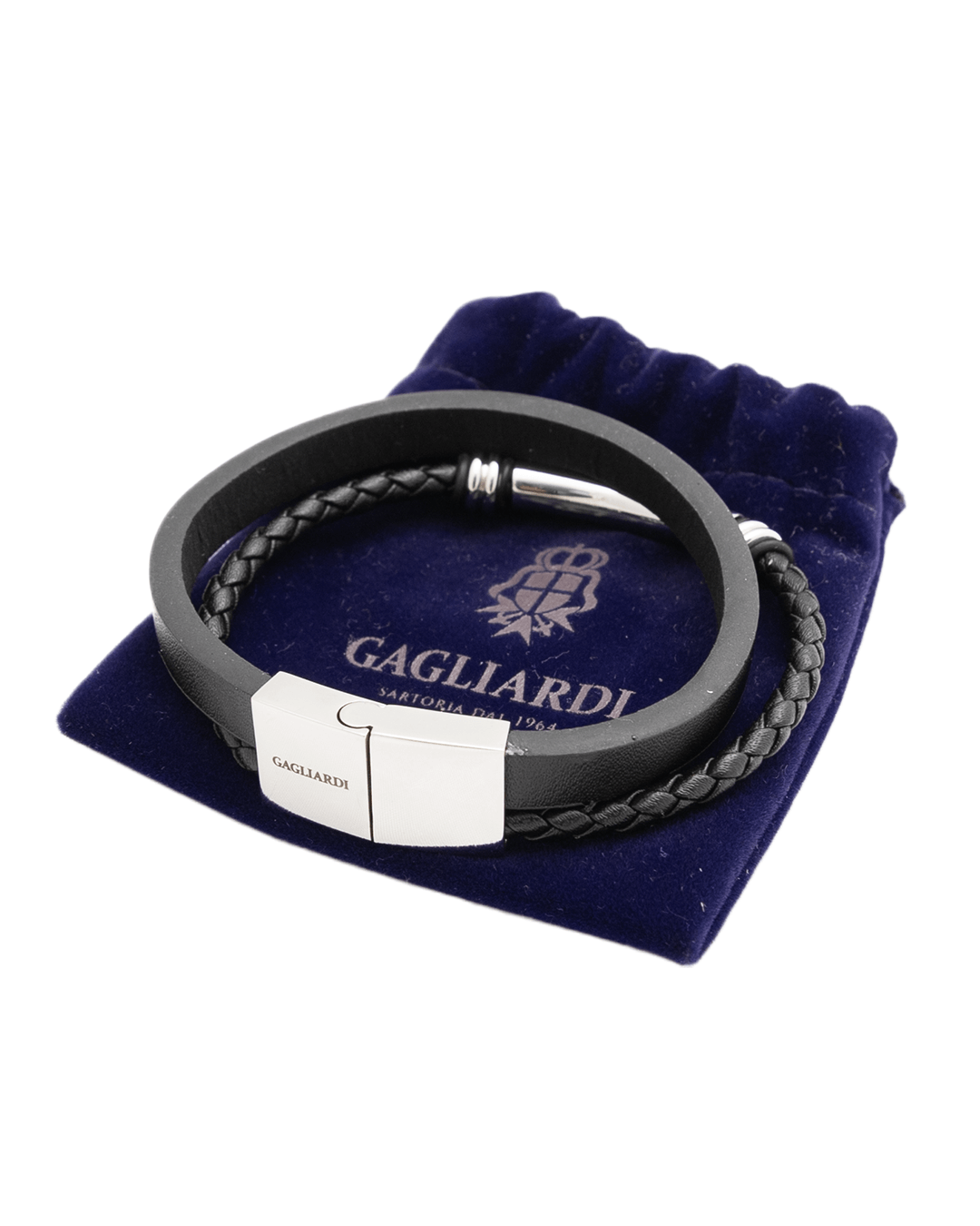 Gagliardi Bracelets Gagliardi Black Two Strand Leather Bracelet