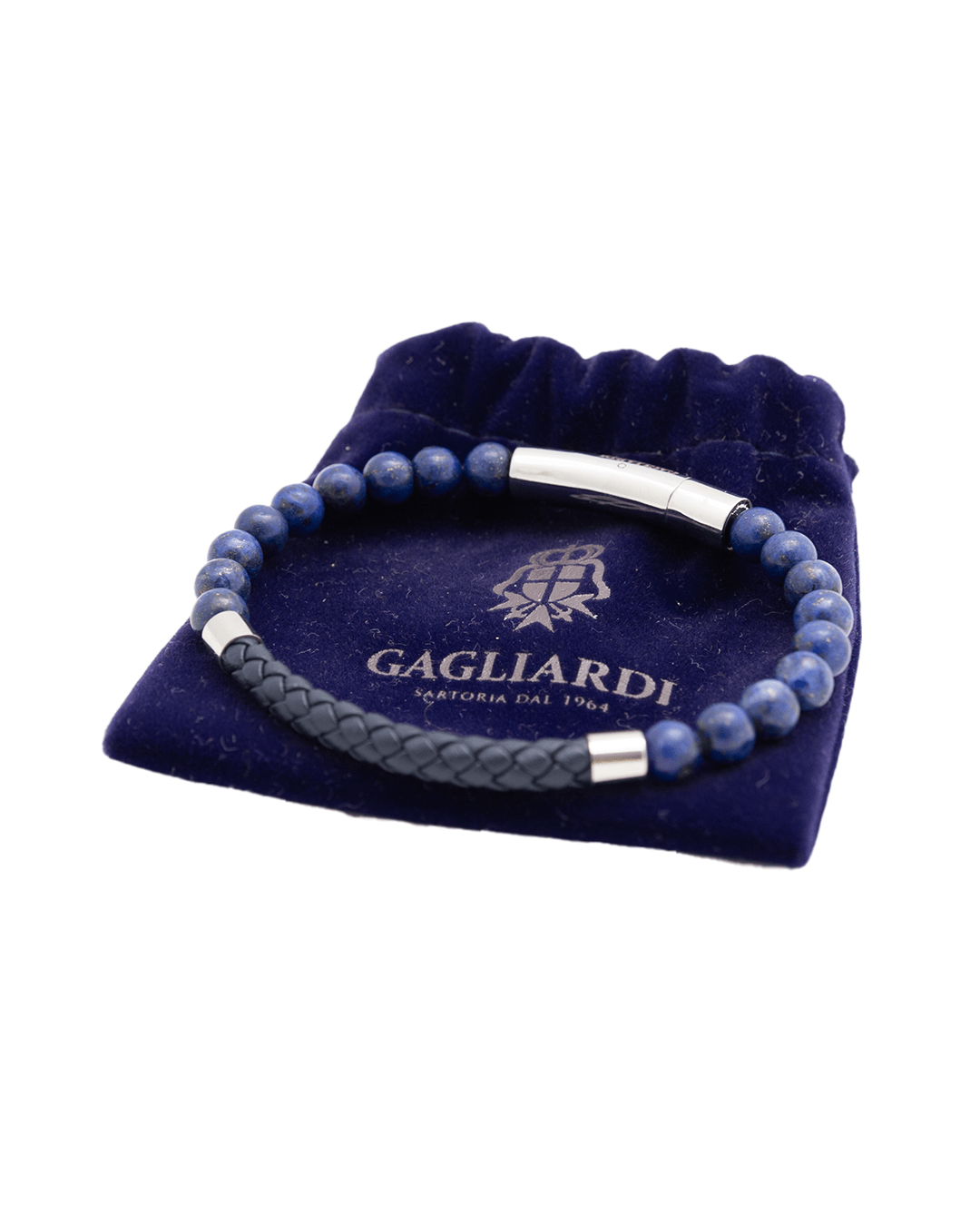 Gagliardi Bracelets Gagliardi Blue Leather & Gemstone Bead Bracelet