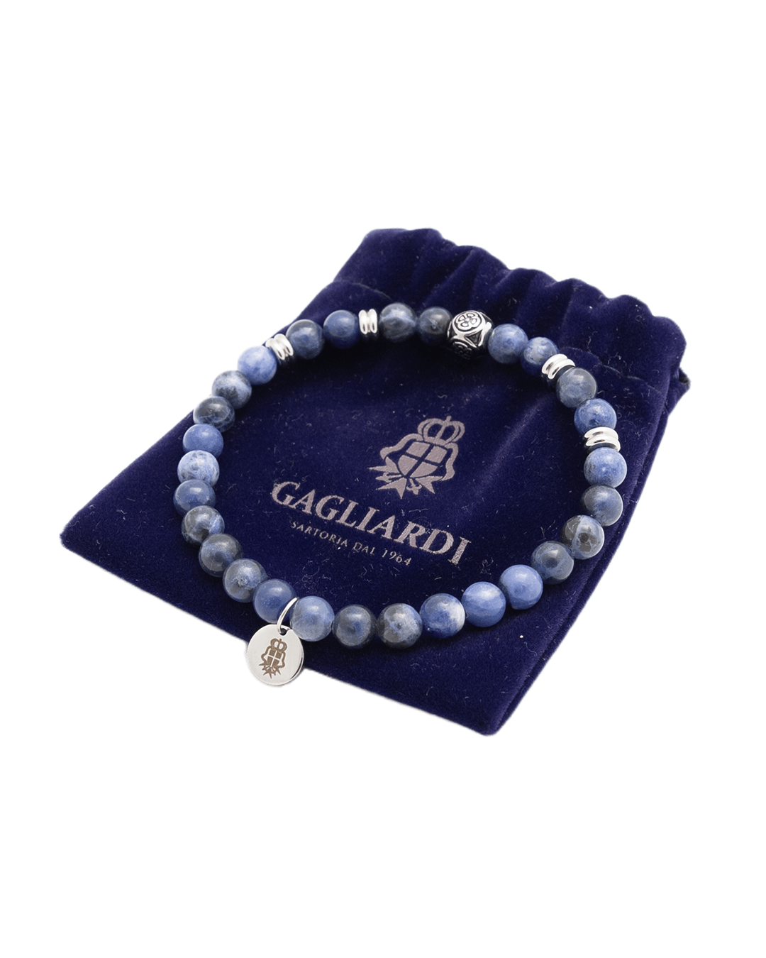 Gagliardi Bracelets Gagliardi Blue Stainless Steel & Gemstone Bead Bracelet
