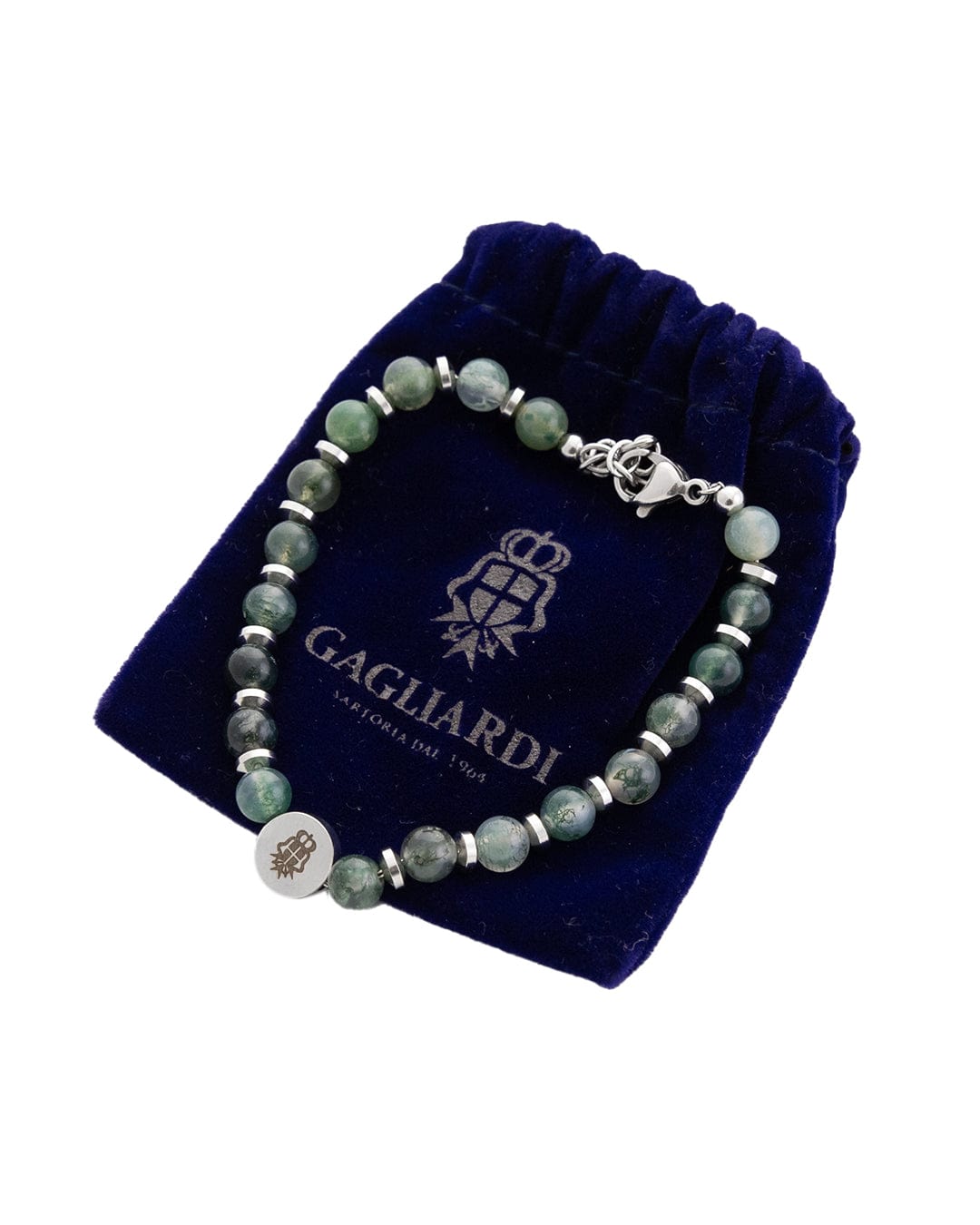 Gagliardi Bracelets Gagliardi Green Gemstone and Stainless Steel Bracelet