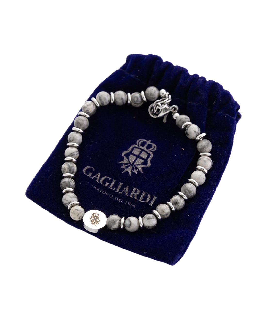 Gagliardi Bracelets Gagliardi Grey Gemstone and Stainless Steel Bracelet