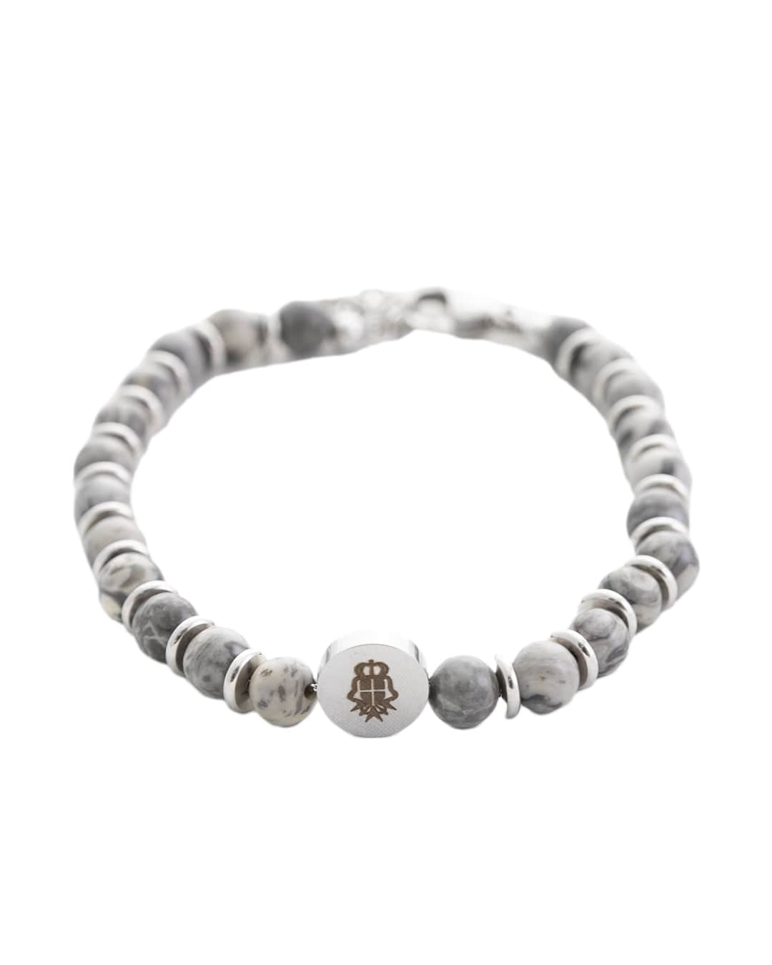 Gagliardi Bracelets Gagliardi Grey Gemstone and Stainless Steel Bracelet