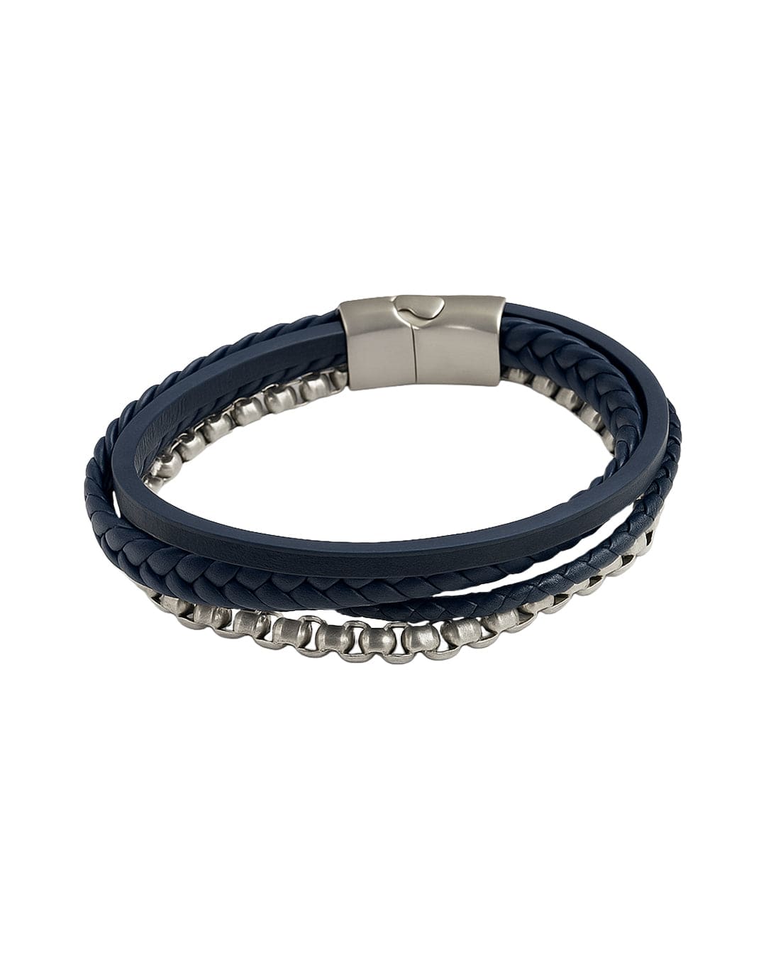 Gagliardi Bracelets Gagliardi Navy Bracelet Three Strand Leather And Steel