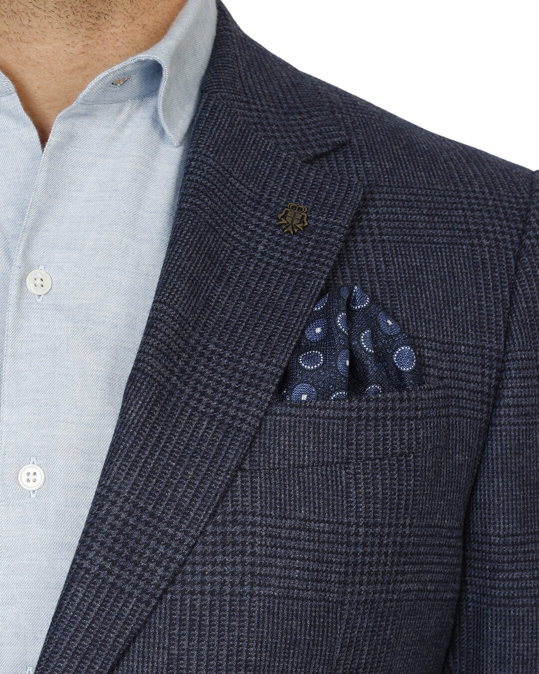 Gagliardi Jackets Gagliardi Blue Wool Cotton Cashmere Prince of Wales Check Jacket