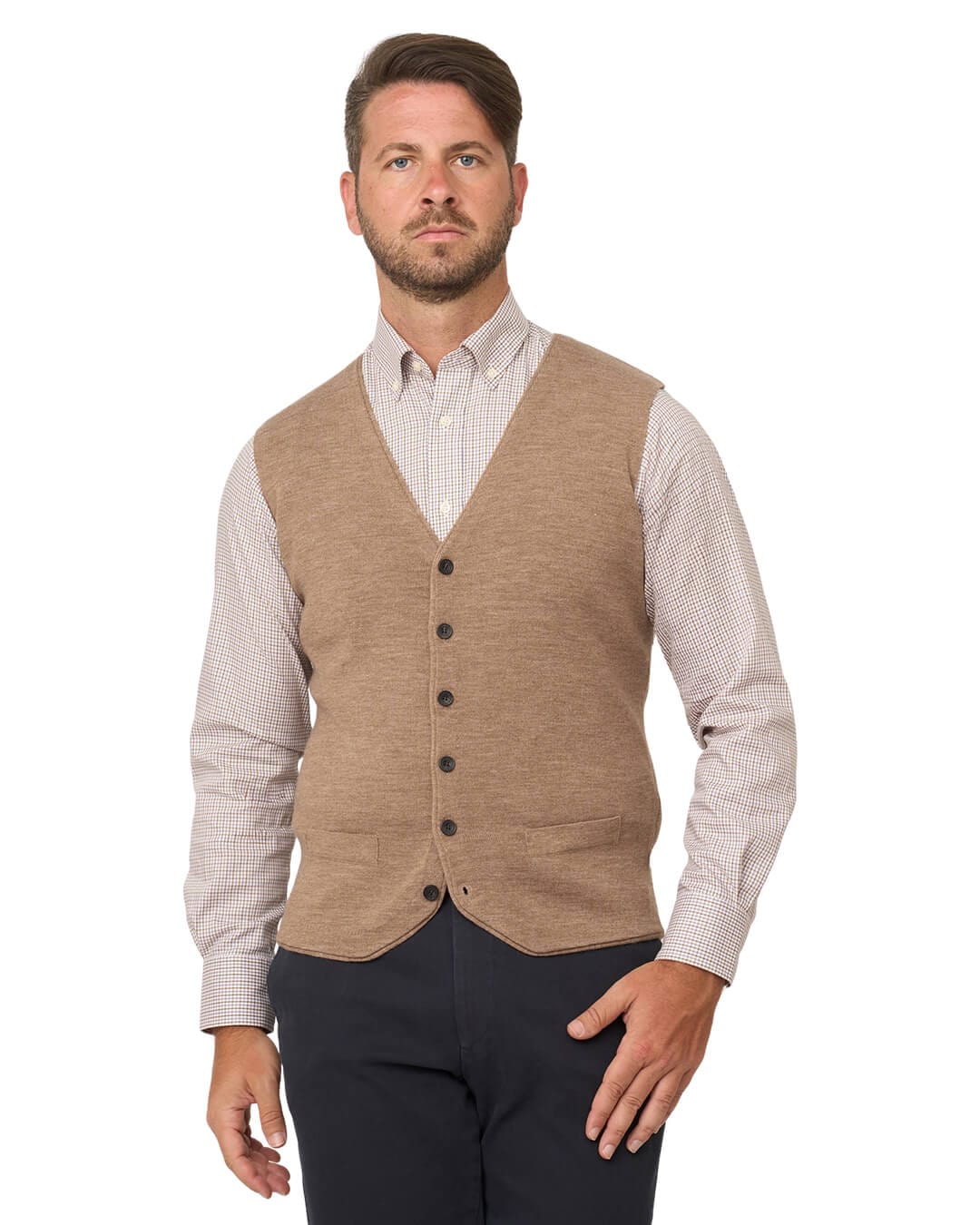 Gagliardi Jumpers Gagliardi Beige Merino Blend Knitted Waistcoat