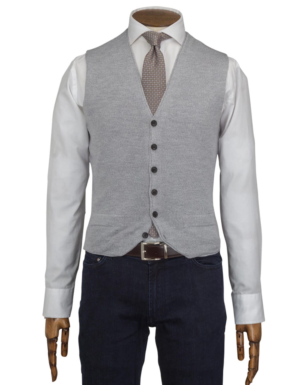 Light Charcoal Grey Merino Blend Knitted Waistcoat