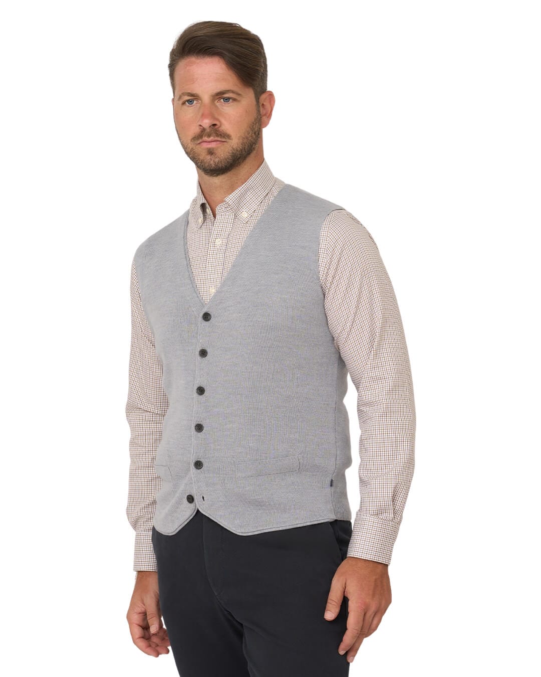 Gagliardi Jumpers Gagliardi Silver Merino Blend Knitted Waistcoat