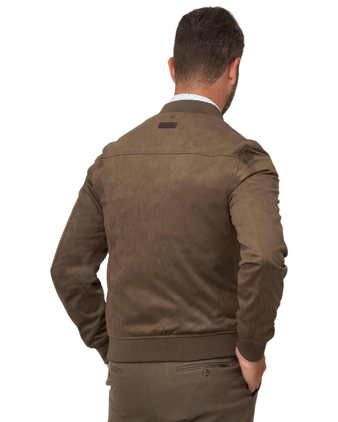 Gagliardi Outerwear Gagliardi Taupe Faux Suede Bomber Jacket