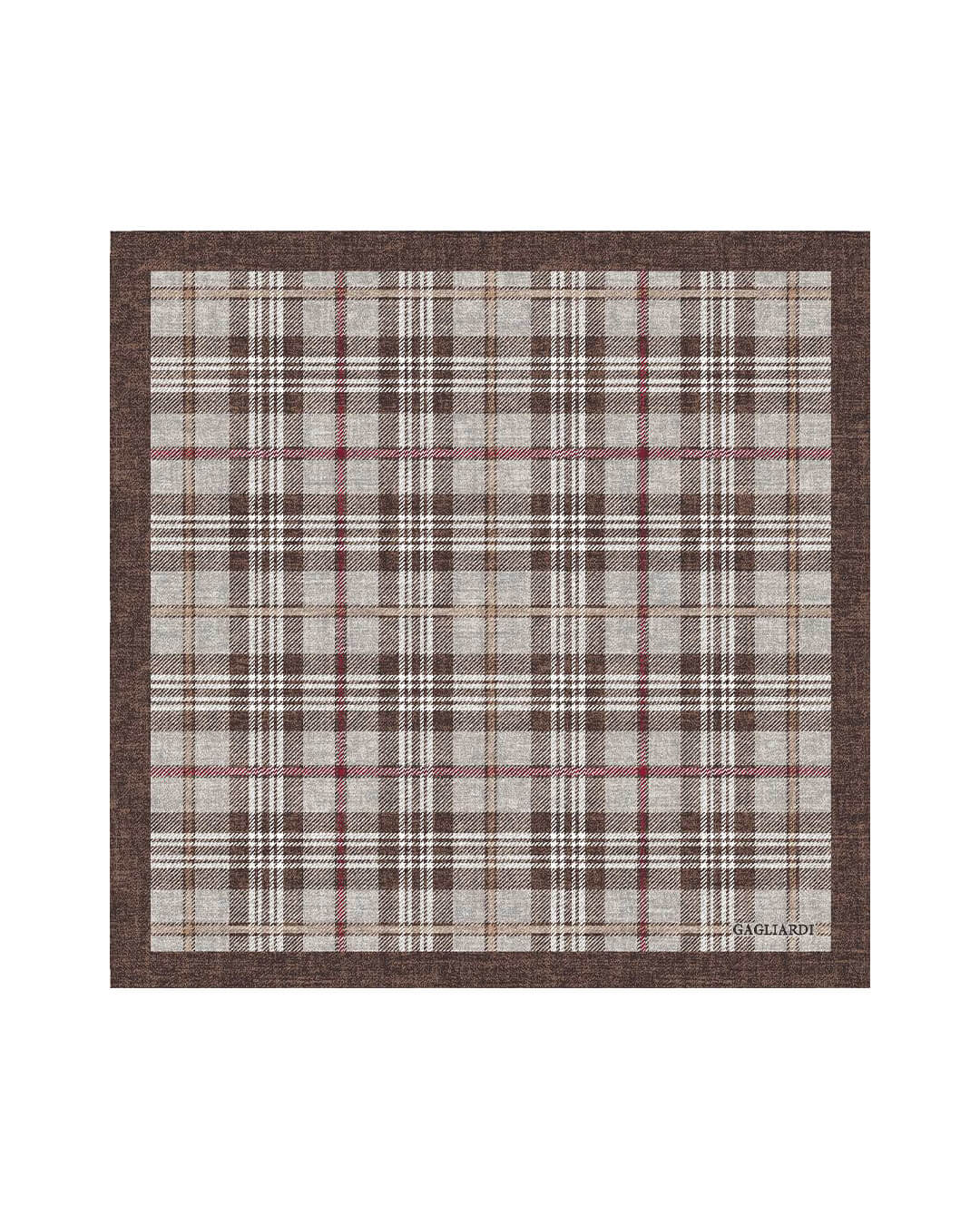 Gagliardi Pocket Squares ONE Gagliardi Beige Plaid Print Italian Silk Pocket Square