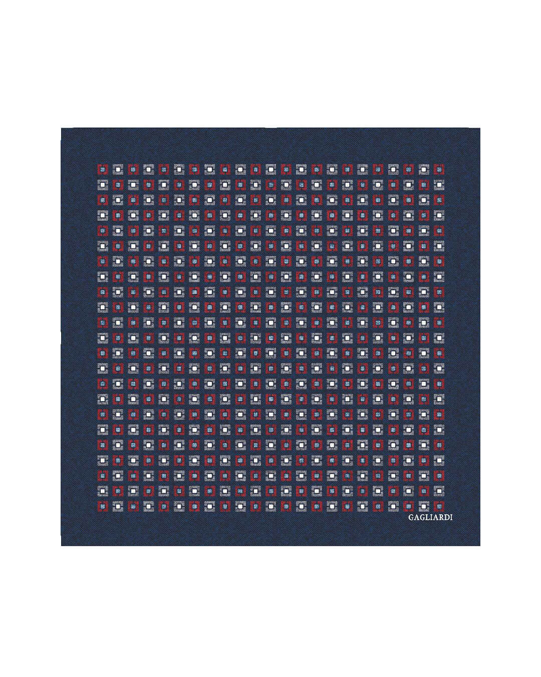 Gagliardi Pocket Squares ONE Gagliardi Blue Box Print Italian Wool Flannel Pocket Square