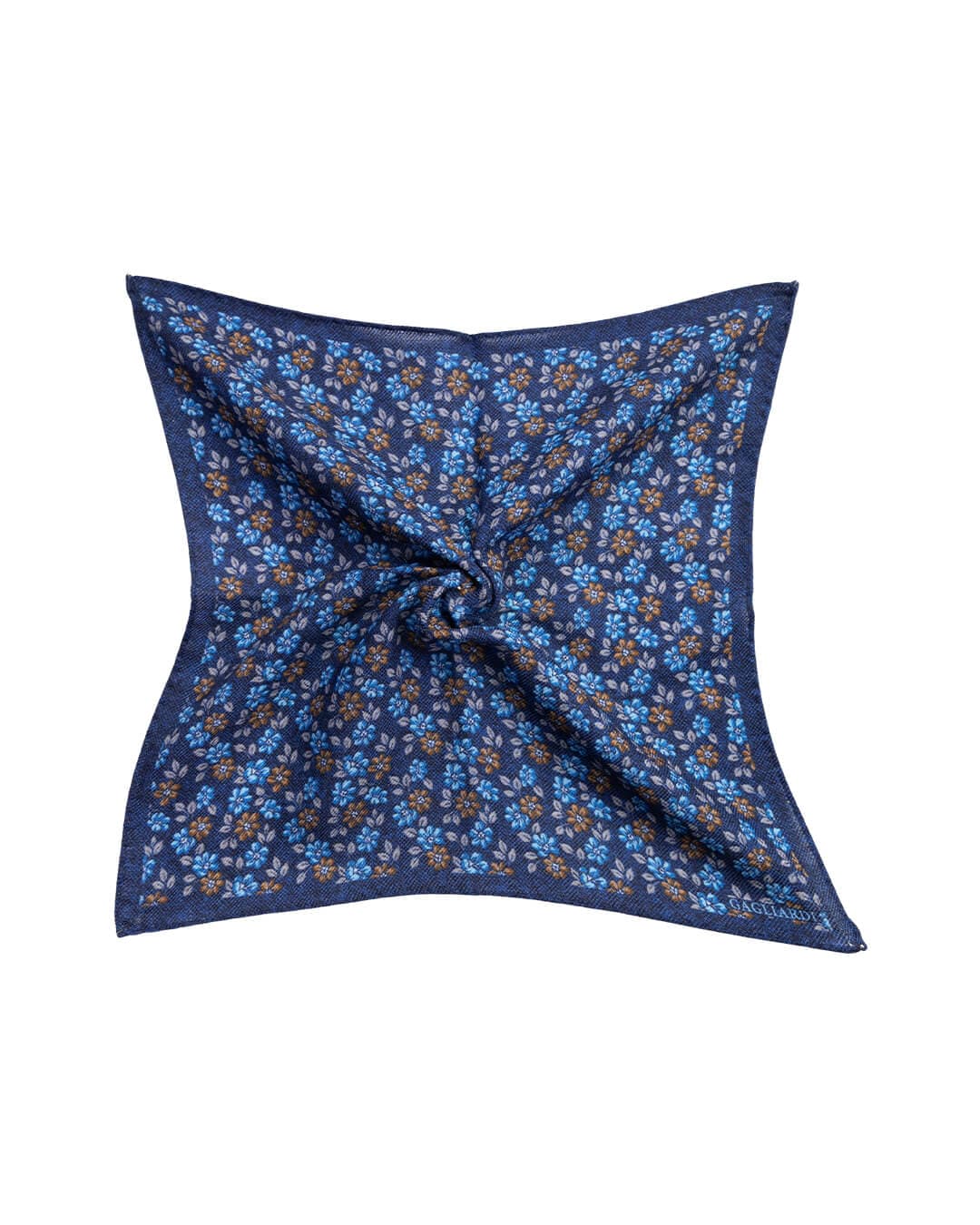 Gagliardi Pocket Squares ONE Gagliardi Blue Floral Print Italian Wool Flannel Pocket Square