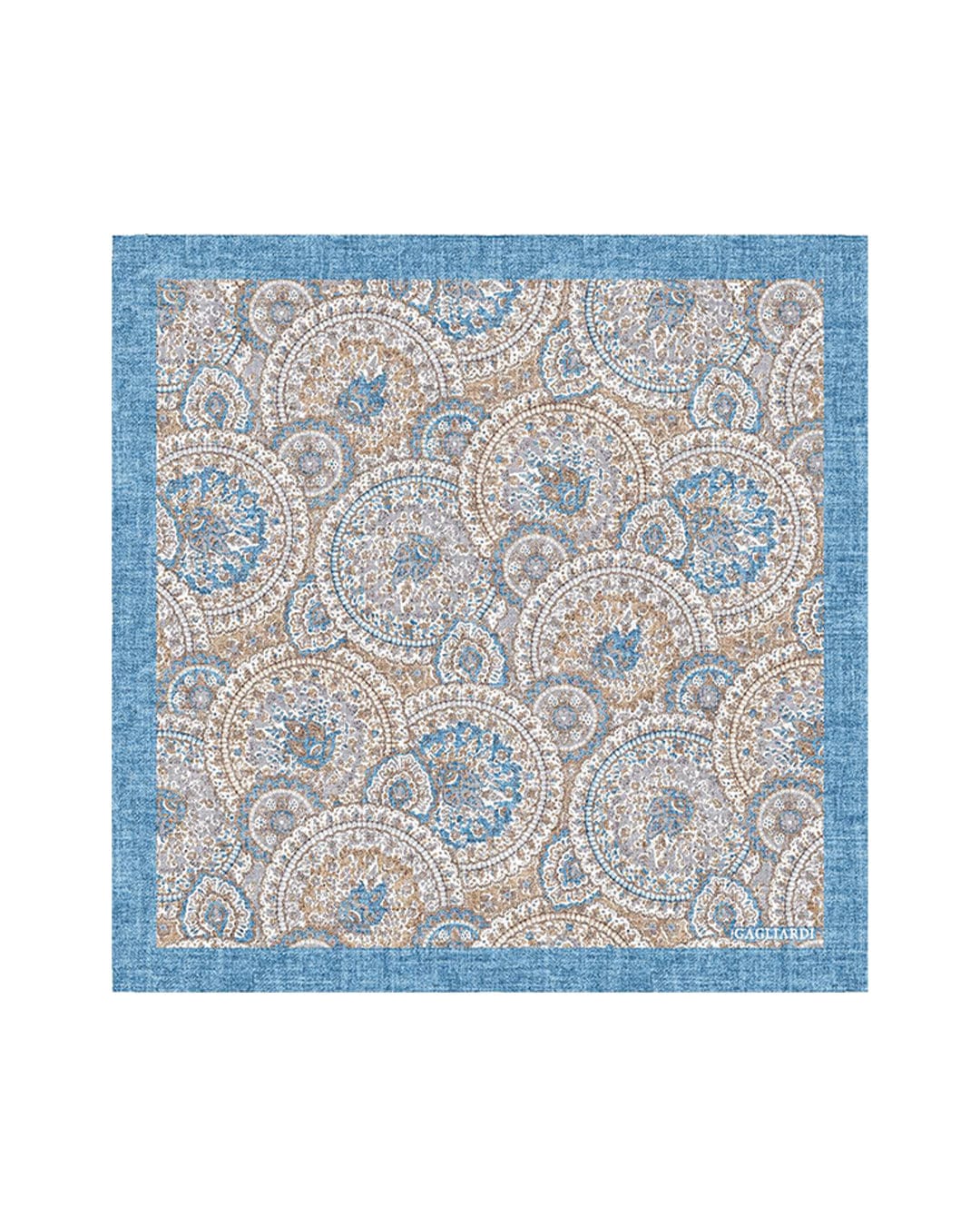 Gagliardi Pocket Squares One Size Gagliardi Blue Pocket Square Italian Silk Shappe Arabesque