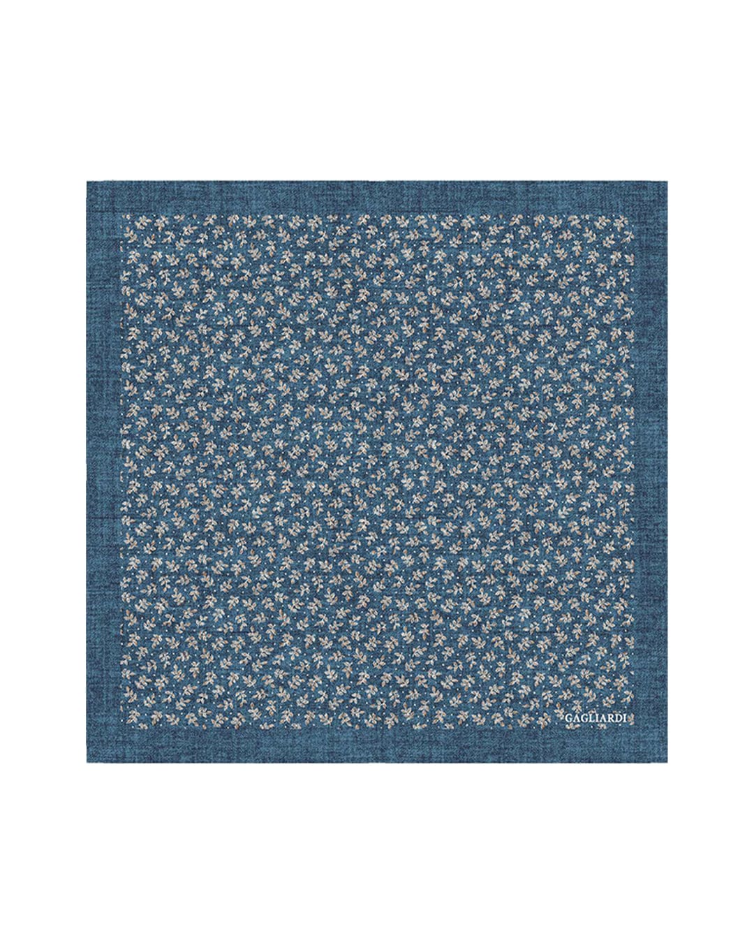 Gagliardi Pocket Squares One Size Gagliardi Blue Pocket Square Italian Silk Shappe Foliage