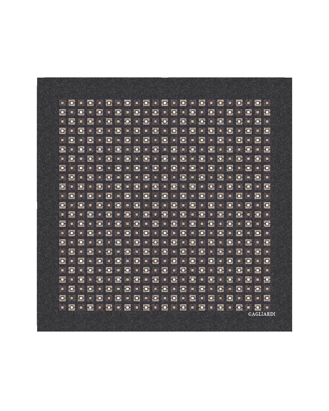 Gagliardi Pocket Squares ONE Gagliardi Charcoal Box Print Italian Wool Flannel Pocket Square