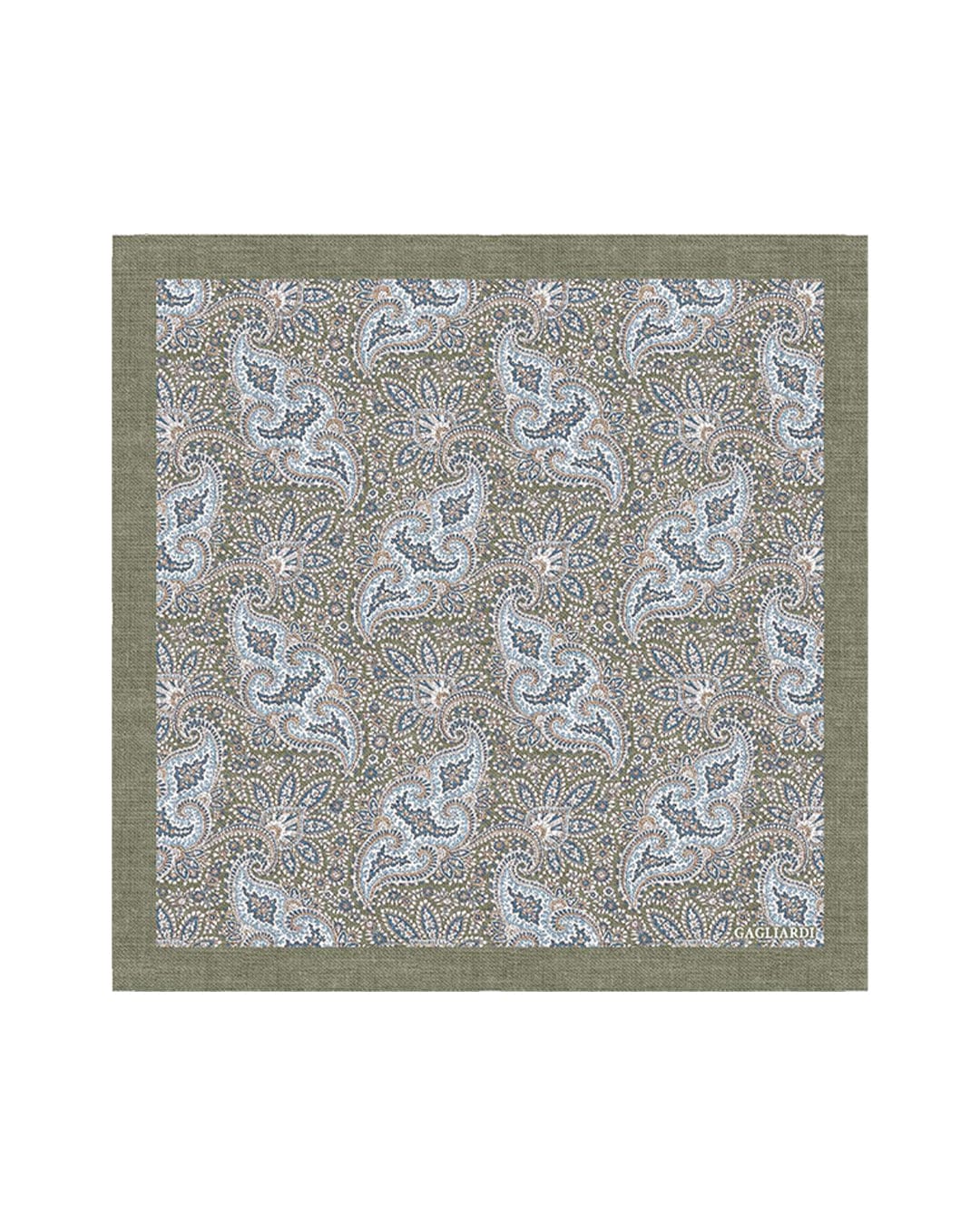 Gagliardi Pocket Squares One Size Gagliardi Green Pocket Square Italian Silk Shappe Paisley