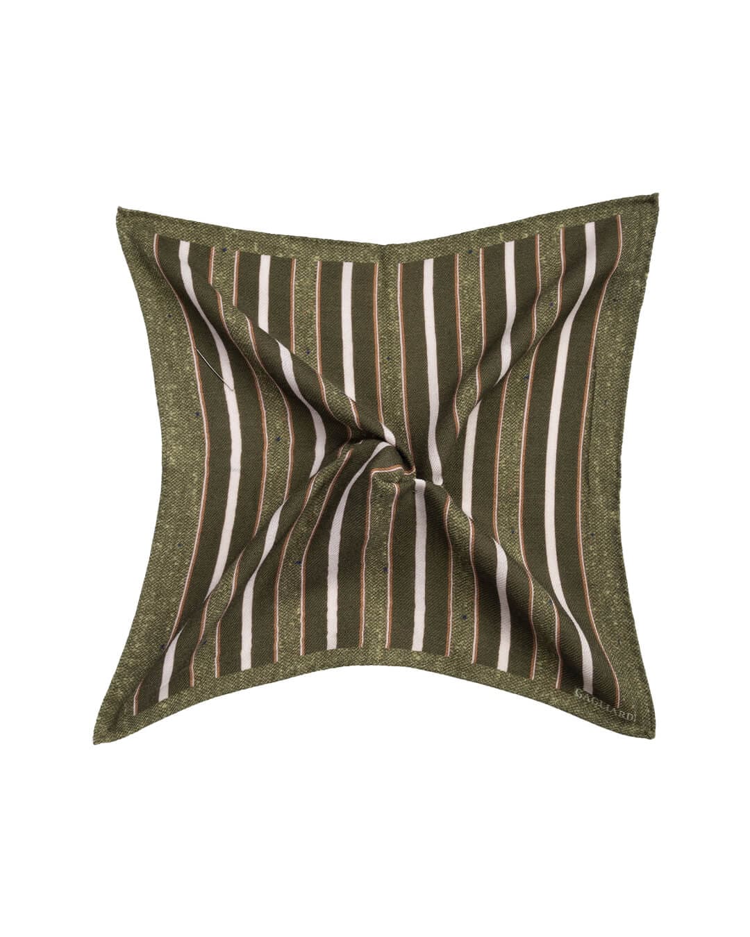 Gagliardi Pocket Squares ONE Gagliardi Green Stripe Print Italian Wool Flannel Pocket Square