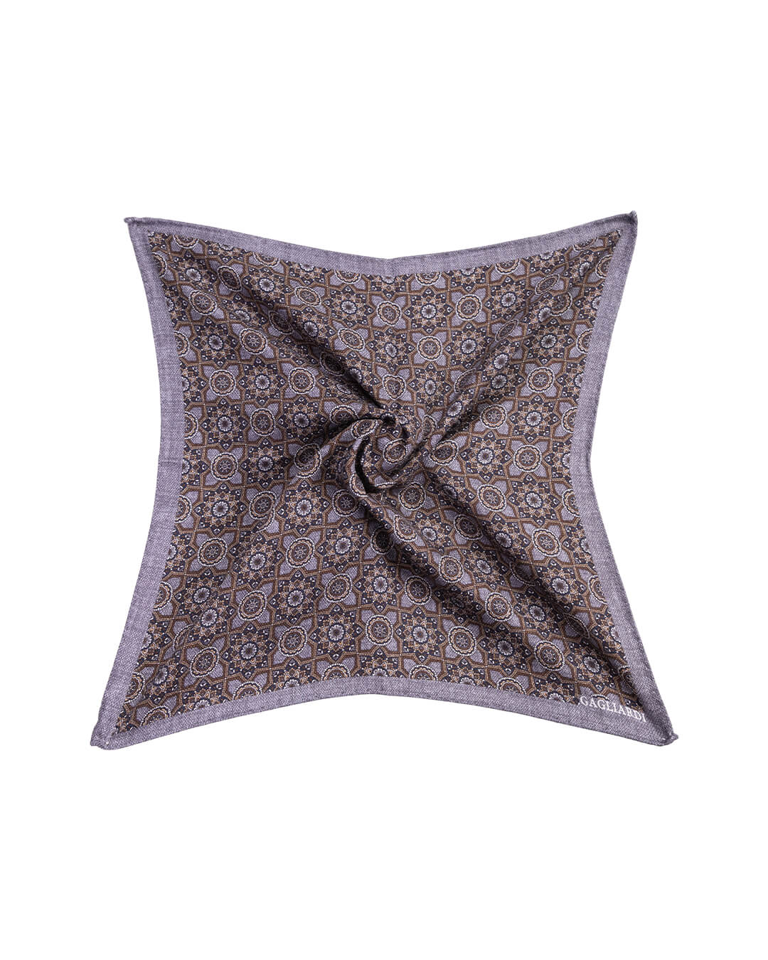 Gagliardi Pocket Squares ONE Gagliardi Grey Tile Print Italian Silk Pocket Square