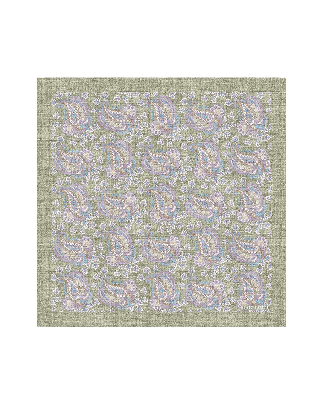 Gagliardi Pocket Squares One Size Gagliardi Olive Pocket Square Italian Silk Shappe Paisley Floral