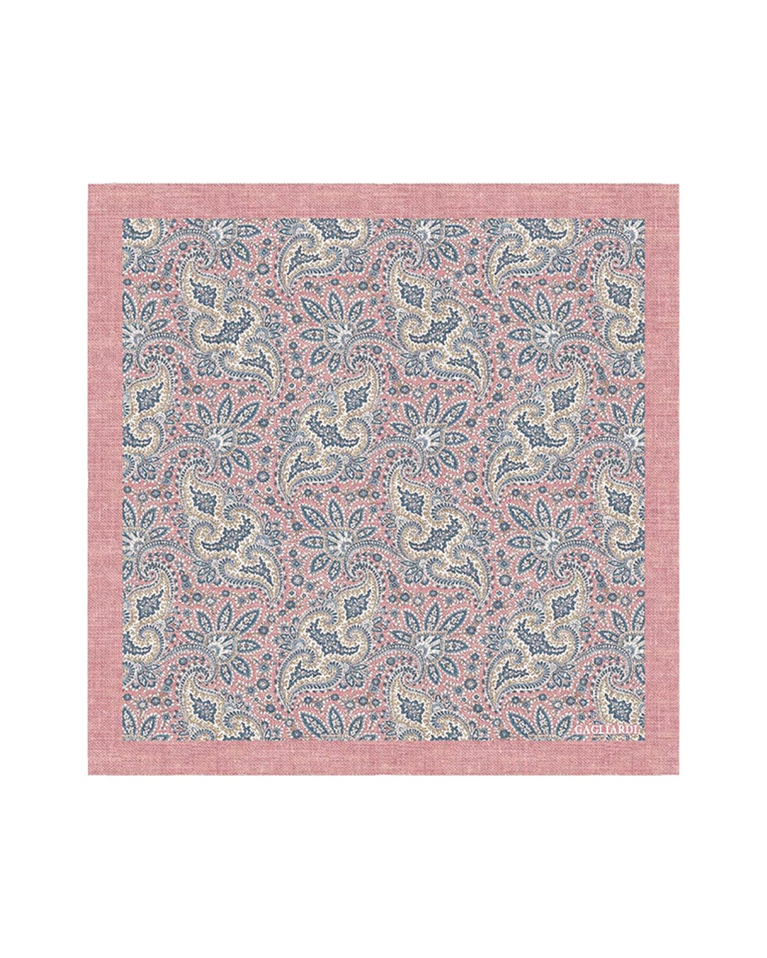 Gagliardi Pocket Squares One Size Gagliardi Pink Pocket Square Italian Silk Shappe Paisley